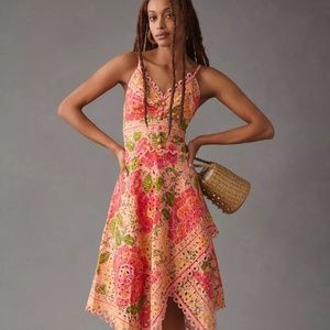 Farm Rio Printed Eyelet Asymmetrical Dress